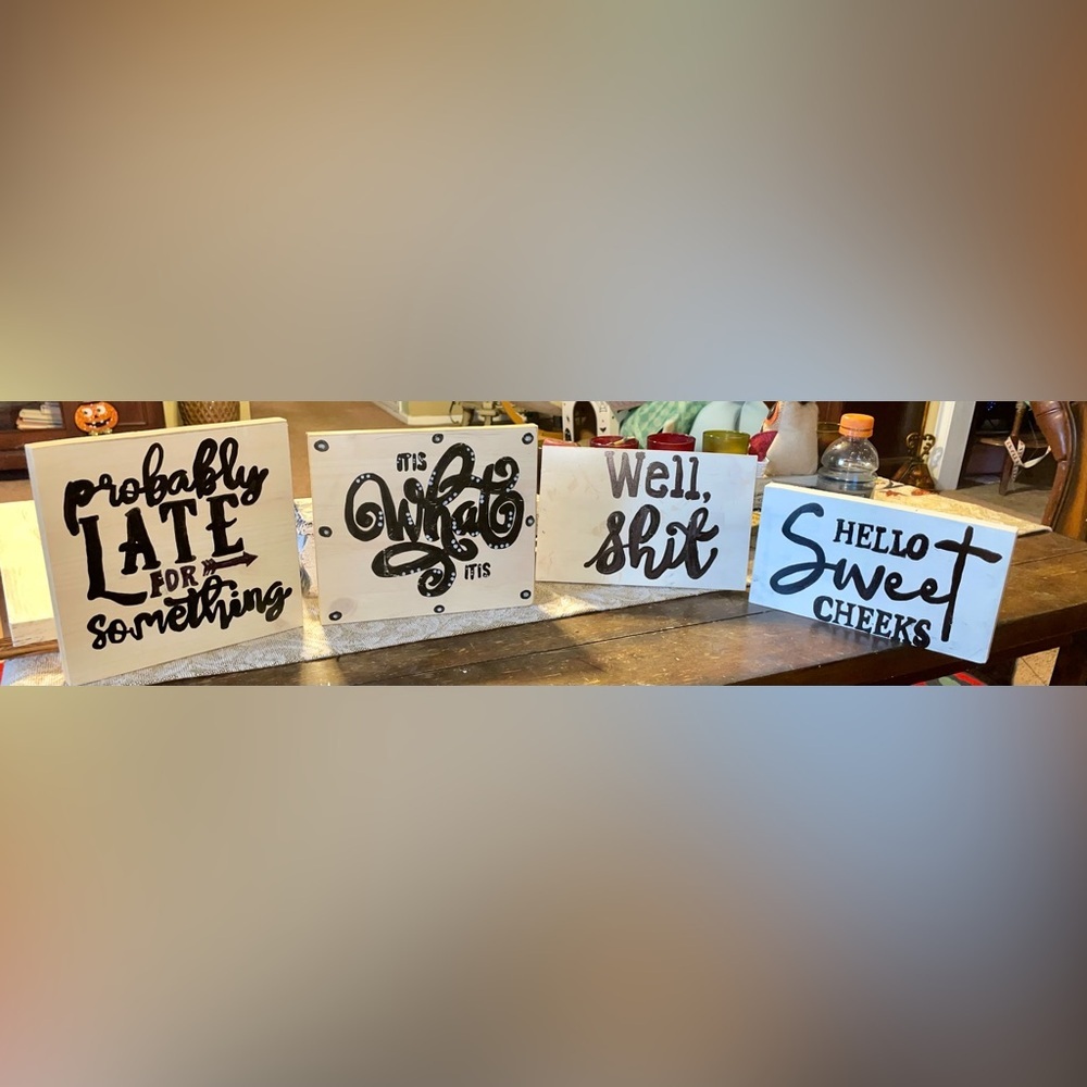 Black and White Bathroom Humor Wall Art Bundle of 4